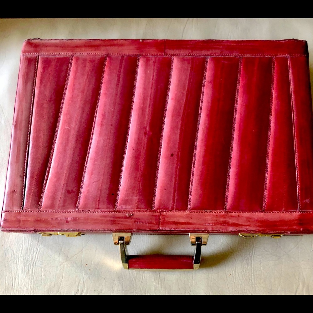 Burgundy Eel skin with Suede interior Briefcase